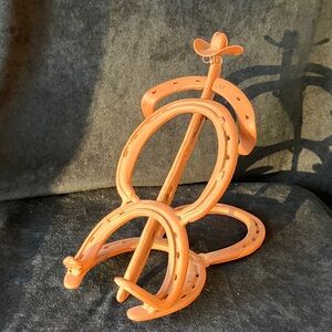 St. Croix Forge Cowboy horseshoe sculpture book or iPad holder cast iron stand